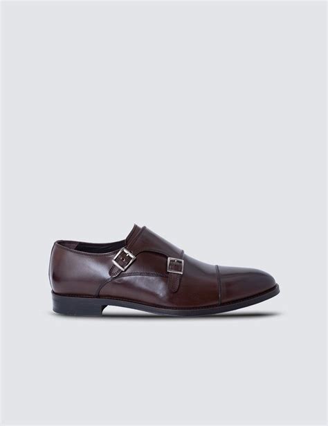 Dark Brown Leather Double Monk Strap Shoe Hawes And Curtis