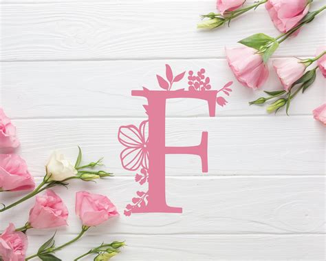 Botanical Floral Letter F Split Monogram Svg Split Monogram Etsy