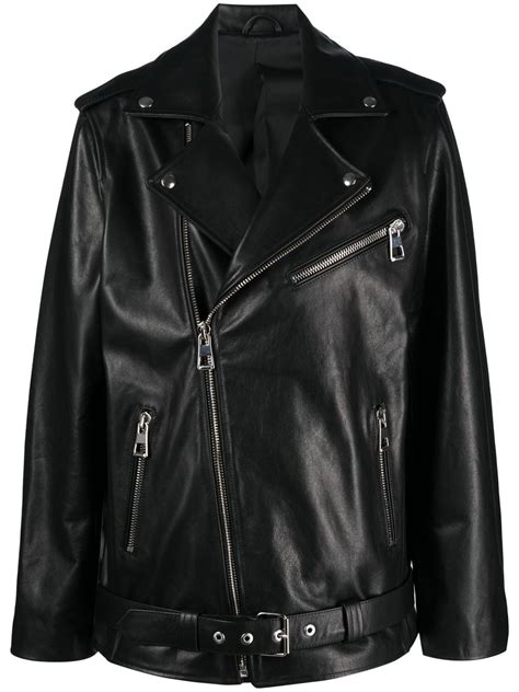 Manokhi Leather Biker Jacket Black FARFETCH