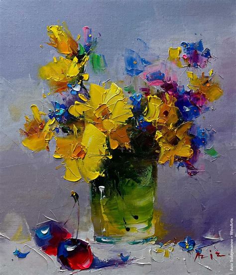 Aziz Sulaymanov Abstract Flower Painting Flower Art Painting Flower