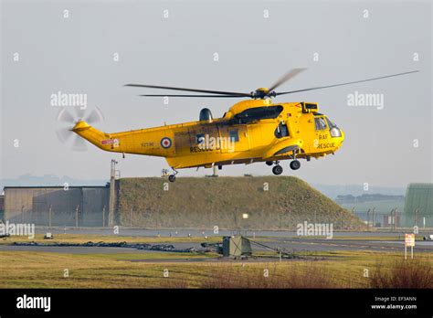 Seaking Rescue Helicopter At Raf Valley Anglesey North Wales Uk Stock