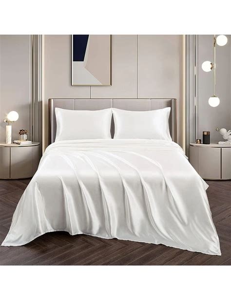 Queen Size Satin Sheets Set, 4pc Soft Silky 2000TC Deep Pocket Bed ...