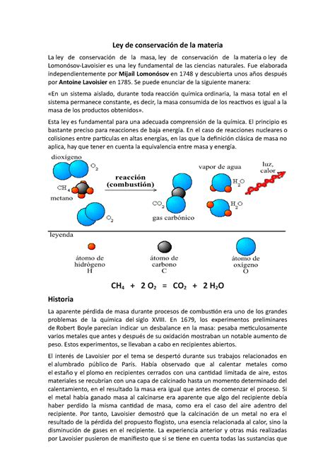 Ley de conservación de la materia Ley de conservación de la materia