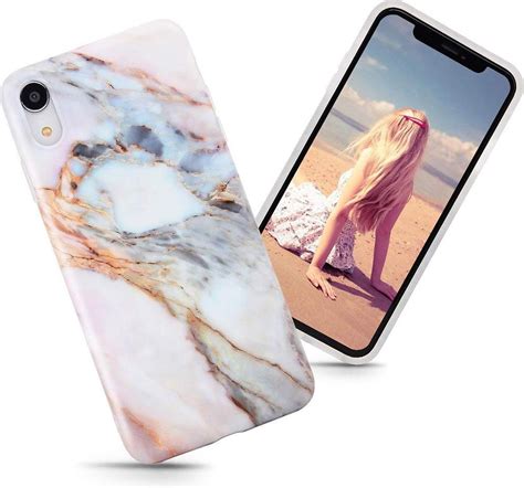 Marmerprint Telefoonhoesje Geschikt Voor Apple Iphone Xr Hoesje Wit