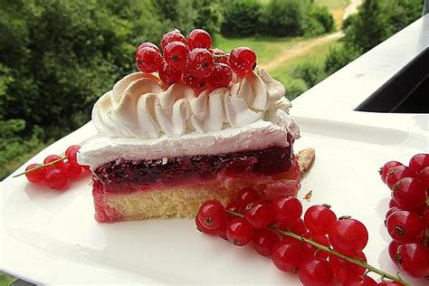 Cake With Meringue Custard And Currant Jam