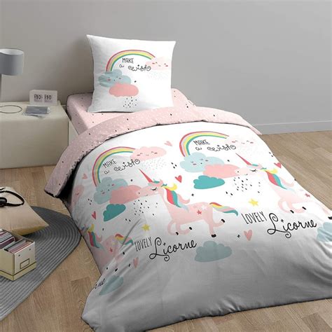 Housse De Couette Licorne Parure 140x200 Lit 1 Personne