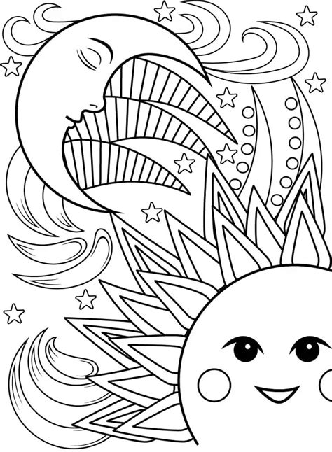 Sun And Moon Coloring Page