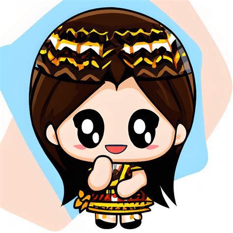 Shy Smile Pretty Chibi Girl Wearing Traditional Filipino Igorot Costume