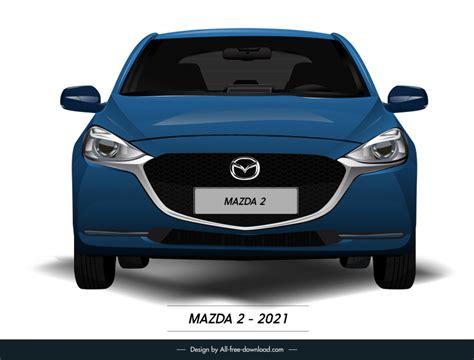 Mazda 2 2021 car model advertising template modern symmetric front view sketch Vectors images ...