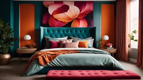 Premium AI Image | A contemporary bedroom with a bold and vibrant color ...