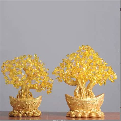 Jual Fengshui Pohon Uang Ingot Kristal Gold Koin Hoki Dan Keberuntungan