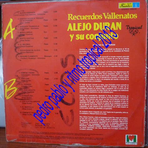 Ritmo Tropical Cumbia Del Ayer Alejo Duran Y Su Conjunto Recuerdos