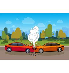 Accident Scene With Car On Road Royalty Free Vector Image