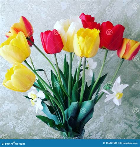 Bouquet of spring flowers stock image. Image of flowers - 136377643