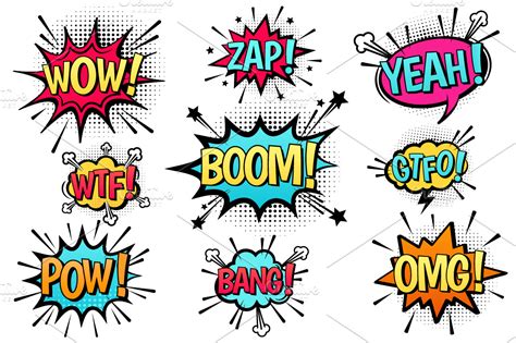 Comic Explosion Speech Bubbles Custom Designed Graphics Creative