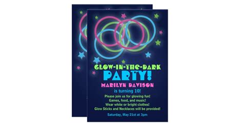 Glow In The Dark Party Invitations Rings And Stars Zazzle