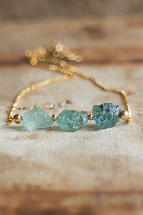 Aquamarine Necklace Raw Crystal Necklace March Birthstone Necklaces