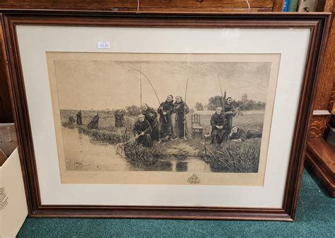 A LARGE FRAMED HUMOROUS PRINT Thursday By Walter Dendy Sadler A Framed