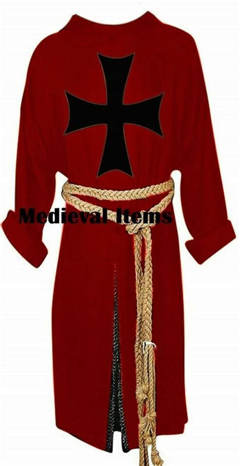 Medieval Costume Knights Templar Sleeveless Tunic Surcoat And Cloak