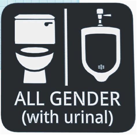 All Gender Gender Neutral Bathroom With Urinal 3d Printed Restroom Sign Unisex Decor Etsy