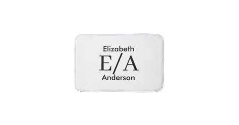 Simple Black And White Custom Monogram Bath Mat Zazzle