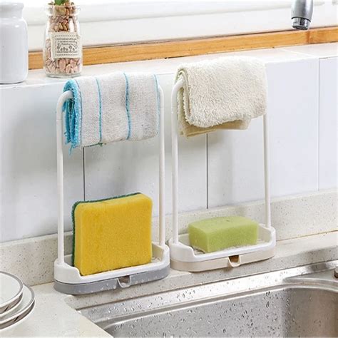 Kitchen Dishcloth Holder For Towel Rag Hanger Sink Sponge Holder Rack