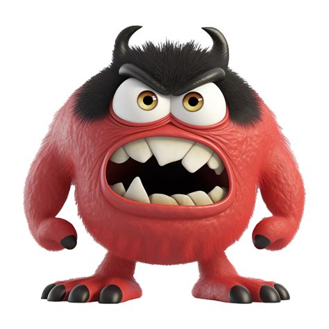 Cute Monster Character Colored Red With Angry Expression 3d Illustration 22946250 Png