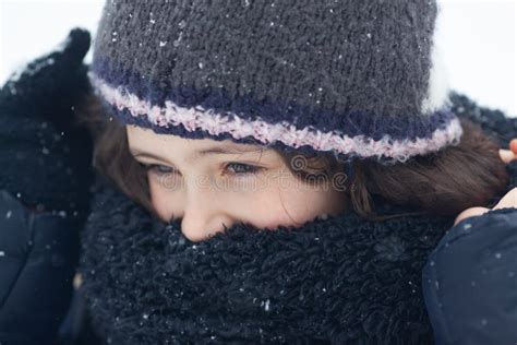 Portrait Of A 9 Years Old Girl On A Winter Walk Stock Image Image Of