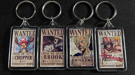 One Piece Anime Wanted Poster Keychain Etsy