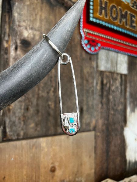 Turquoise Safety Pin Keychain Spunky Steer