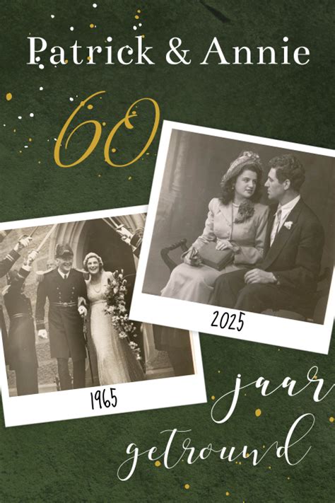 Stijlvolle Jubileumkaart 60 Jaar Getrouwd Met Vintage Foto S