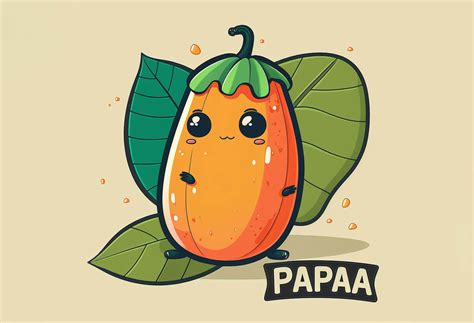 Papaya Kawaii Graphic Graphic By Poster Boutique Creative Fabrica