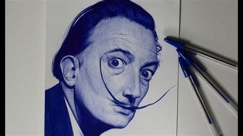 Desenho Hiper Realista De Salvador Dali Com Caneta Esferográfica Speed