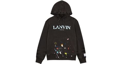 Lanvin X Gallery Dept Black Logo Hooded Cotton Sweatshirt For Men Lyst Uk