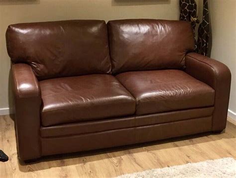 Brown Genuine Leather Large 2 Seater Sofa Bed Can Deliver In