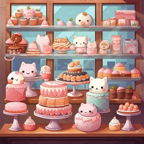 Premium Ai Image There Are Many Different Cakes And Cupcakes On Display In A Bakery Generative Ai