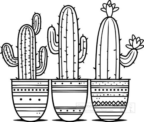 Cactus In Pot Clipart Black