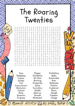 The Roaring Twenties No Prep Word Search Puzzle Worksheet Activity