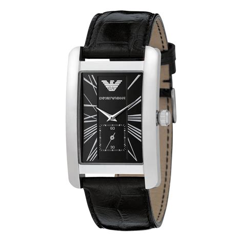 Emporio Armani Mens Ar0143 Classic Black Leather Band Watch — Armani