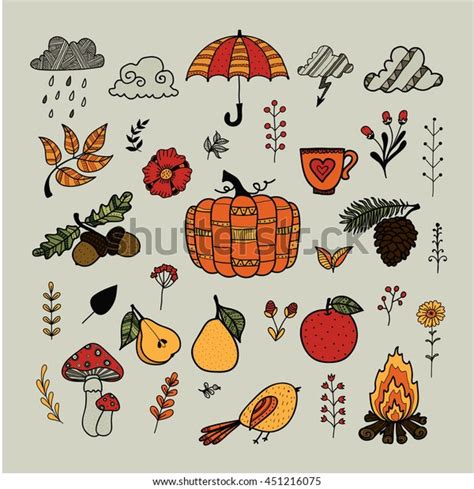 Autumn Doodles Fall Cute Hand Drawn Stock Vector Royalty Free 451216075