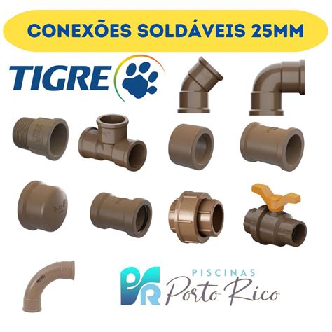 Kit Conexões De água Tigre 25mm Joelho Caps Luva De Correr UniÃo SoldÁvel Luva SoldÁvel