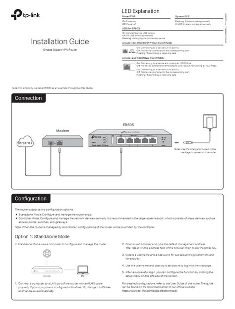 TP LINK Omada Gigabit VPN Router ER605 Installation Guide