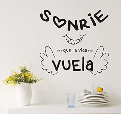 Vinilo Decorativo Pegatina Pared Cristal Puerta Frase Sonrie Que La