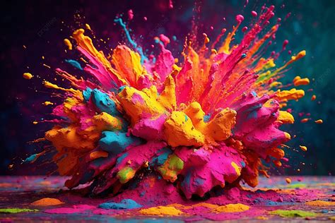 Colorful Powder Mix Splash With Dark Background For Holi Festival Happy Holi Colorful Powder