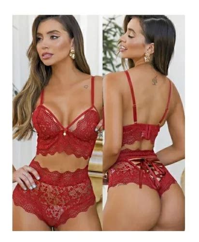 Conjunto Sem Bojo Renda Lingerie Lacradora Fita Sensual