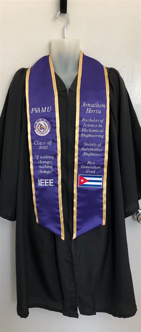 Pvamu Prairie View Texas Aandm Univ Grad Stole Includes Pvamu School Seal