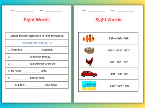 Printable Beginner Sight Words Sentences Worksheets For Kindergarten Teaching Resources