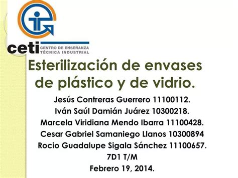 Ppt Esterilizaci N De Envases De Pl Stico Y De Vidrio Powerpoint