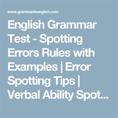 English Grammar Test Spotting Errors Rules With Examples Error Spotting Tips Verbal