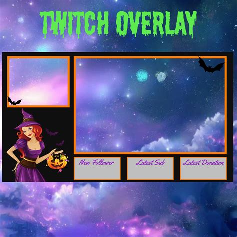 Cute Witch Overlay Screen Twitch Overlay Screen Streaming Overlay